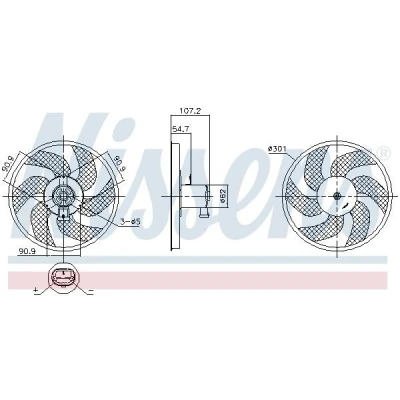 Kuva NISSENS 850084 Jäähdyttimen Tuuletin 301 12 80 ilman integroitua säädintä
