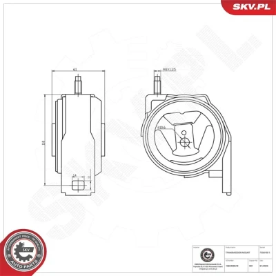 Kuva Vaihteiston tuki, autom., Edessä Esen skv 75SKV811 mercedes benz a klass [w168], vaneo [414] OE 168 240 06 18, 12 A168 18