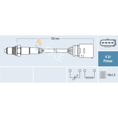 Kuva FAE 77204 Lambda Anturi VOLKSWAGEN: Golf 4, 4 Variant, Bora Sedan, AUDI: A4 B6 Avant, B7 A3 Hatchback, SKODA: Octavia 1 Combi