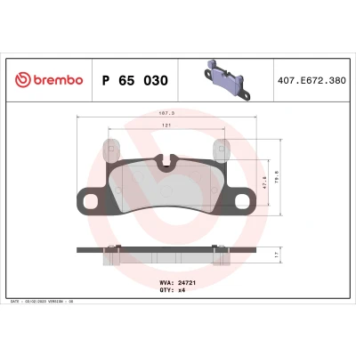 Kuva BREMBO P 65 030 Jarrupalat Kulumisenilmaisemelle Tasauspainoilla, Ilman tarvikkeita PORSCHE: Cayenne