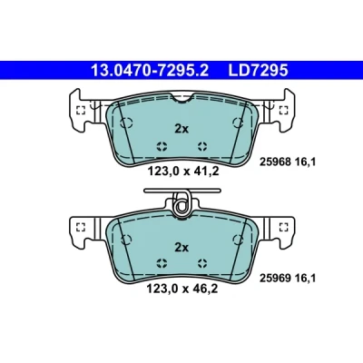 Kuva ATE Ceramic 13.0470 7295.2 Jarrupalat Ei kulumisenilmaisimelle, Ilman kulumisenilmaisinta PEUGEOT: 308 SW 2, II Hatchback