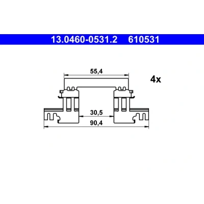 Kuva ATE 13.0460 0531.2 Tarvikesarja, Jarrupala MAZDA: 3 Hatchback, Sedan
