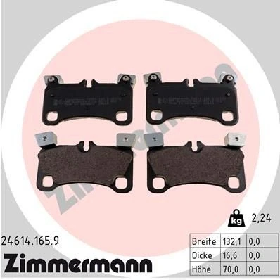 Kuva ZIMMERMANN 24614.165.9 Jarrupalat Valokuva vastaa toimituslaajuutta PORSCHE: Cayenne, Boxster, AUDI: Q7, VOLKSWAGEN: Touareg I