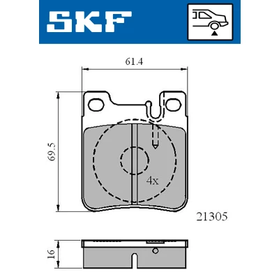 Kuva SKF VKBP 90502 Jarrupalat Kulumisenilmaisemelle MERCEDES BENZ: C sarja Sedan, E S Sedan