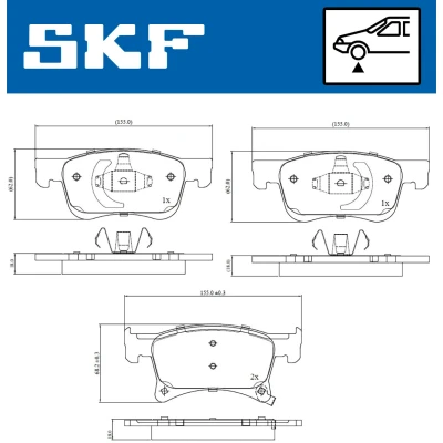 Kuva SKF VKBP 80301 A Jarrupalat akustisella kulumavaroittimella Tarvikkeilla OPEL: Corsa E Hatchback