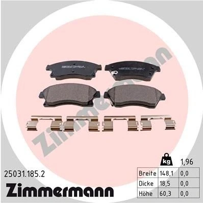 Kuva ZIMMERMANN 25031.185.2 Jarrupalat akustisella kulumavaroittimella Valokuva vastaa toimituslaajuutta, Jousella OPEL: Astra J Sports Tourer