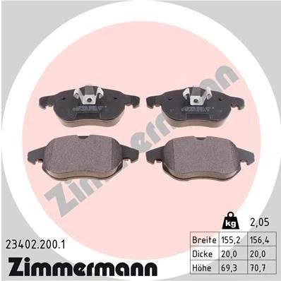 Kuva ZIMMERMANN 23402.200.1 Jarrupalat Kulumisenilmaisemelle Valokuva vastaa toimituslaajuutta OPEL: Vectra C Sedan, Astra H Caravan, Zafira B