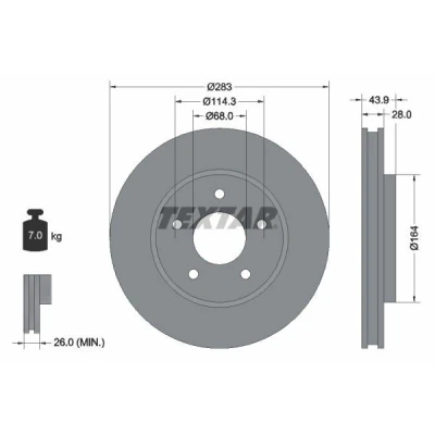 Kuva TEXTAR PRO 92280103 Jarrulevyt NISSAN: Leaf I, II, NV200 / Evalia Bussi