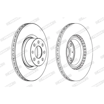 Kuva FERODO PREMIER DDF1298C Jarrulevyt 284 22 4 Tuuletettu pinnoitettu Ruuveilla OPEL: Corsa E Hatchback, D FIAT: Grande Punto Hatchback
