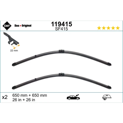 Kuva Pyyhkijänsulka Swf Visioflex 119415 Edessä Rungottomat CITROËN: Xsara Picasso