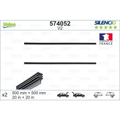 Kuva VALEO SILENCIO CONVENTIONAL SET 574052 Pyyhkijän Kumi 500, 500/500
