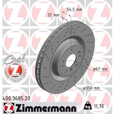 Kuva ZIMMERMANN COAT Z 400.3685.20 Jarrulevyt 350 32 8/5 5 112 tuuletettu sisältä, reijitetty pinnoitettu hiiliteräs MERCEDES BENZ: ML sarja, GLE SUV