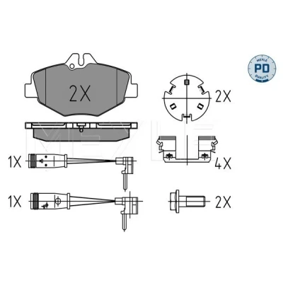 Kuva MEYLE 025 237 4320 1/PD Jarrupalat PD Quality Etuakseli Sis. kulumisenilmaisimen Huudonvaimennuspellillä MERCEDES BENZ: E sarja Sedan