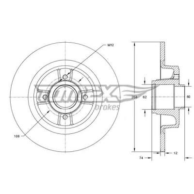 Kuva TOMEX brakes Jarrulevy CITROËN: C4 II Hatchback, DS5 Berlingo II, PEUGEOT: 308 I SW, 3008 TX 73 581 1619238880,424945