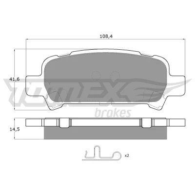 Kuva TOMEX brakes TX 15 46 Jarrupalat Taka akseli akustisella kulumavaroittimella Tarvikkeilla SUBARU: Impreza II Sedan, Legacy 4, Forester