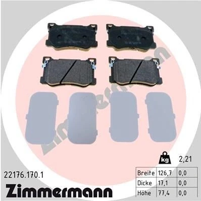 Kuva ZIMMERMANN 22176.170.1 Jarrupalat akustisella kulumavaroittimella Valokuva vastaa toimituslaajuutta
