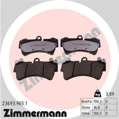 Kuva ZIMMERMANN 23693.965.1 Jarrupalat Kulumisenilmaisemelle Valokuva vastaa toimituslaajuutta AUDI: Q7, PORSCHE: Cayenne, VOLKSWAGEN: Touareg I