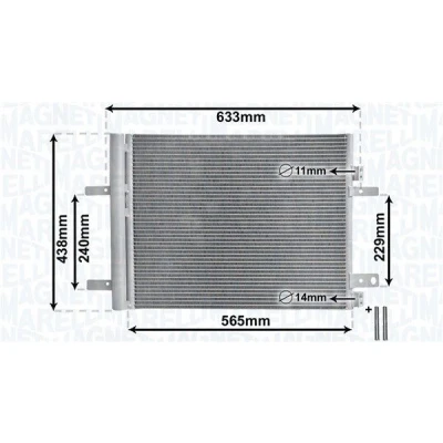 Kuva MAGNETI MARELLI 350203862000 Ilmastoinnin Lauhdutin Vedenerottimella 545x412,2x12 412,2mm 545mm 12mm CITROËN: C4 Grand Picasso 2, Spacetourer