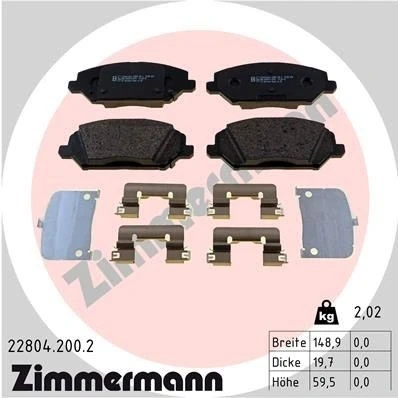 Kuva ZIMMERMANN 22804.200.2 Jarrupalat akustisella kulumavaroittimella Valokuva vastaa toimituslaajuutta, liukulevyllä KIA: Ceed III Sportswagon