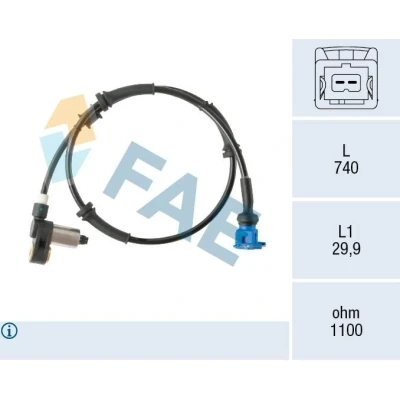 Kuva FAE 78563 ABS anturi Induktiivi 2 740 PEUGEOT: 106 II Hatchback