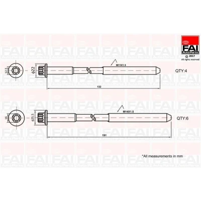 Kuva FAI AutoParts B1625 Kannen Pultit Torx, ulko 4, 6 FIAT: Ducato III Van, Bussi, IVECO: DAILY 4 Kasten/Kombi