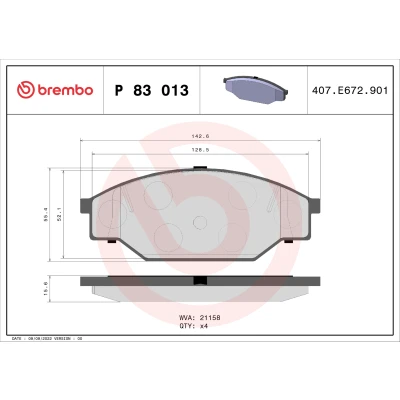 Kuva BREMBO P 83 013 Jarrupalat Ilman kulumisenilmaisinta tarvikkeita TOYOTA: HILUX 6 Pick up, 5 up