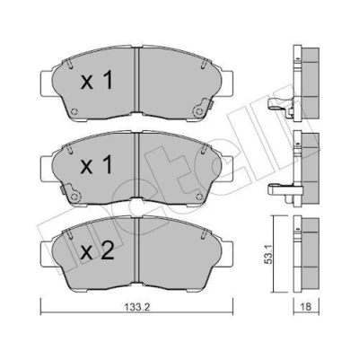 Kuva Jarrupalasarja, levyjarru, Etuakseli TOYOTA OE 04465 05010, 12540, 12593