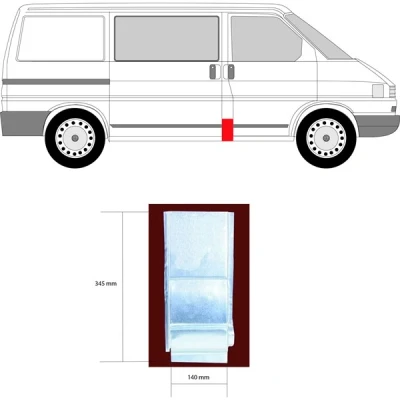 Kuva Kylkipaneli, Oikea VW TRANSPORTER T4 Buss, Flak/chassi, Skåp OE 701 809 844B