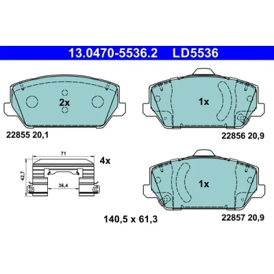 Kuva ATE 13.0470 5536.2 Jarrupalat akustisella kulumavaroittimella Tarvikkeilla HYUNDAI: i30 III Hatchback