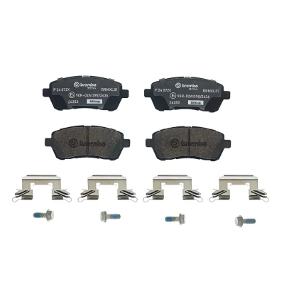 Kuva BREMBO P 24 072X Jarrupalat Ilman kulumisenilmaisinta Jarrusatulan ruuveilla Tarvikkeilla FORD: FIESTA 6, 6 Van, MAZDA: 2 Hatchback