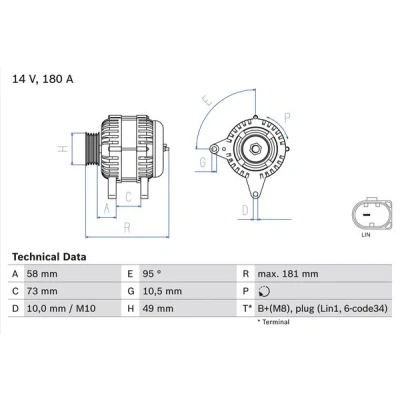 Kuva BOSCH 0 986 084 630 Laturi 14V 180A BMW: 5 Touring, Sedan, X3