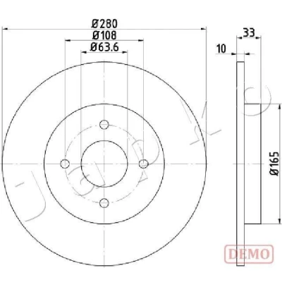 Kuva JAPKO Jarrulevy FORD: Focus Mk1 Hatchback, Farmari 280mm 10,2mm 4 täysi Lakattu 610304C 2M5V2A315AA,2M5V2A315AB,4324591,4411312 Jarrulevyt