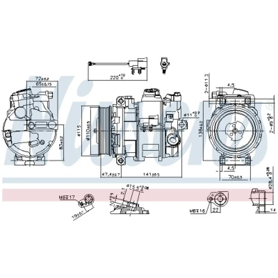 Kuva NISSENS 890306 Ilmastoinnin Kompressori 7SEU17C 12 PAG 46 R 134a LAND ROVER: Range Rover Sport