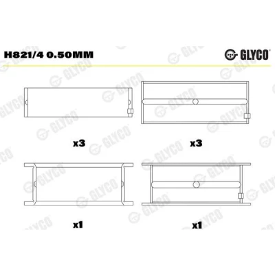 Kuva GLYCO H821/4 0.50mm Kampiakselin Laakeri