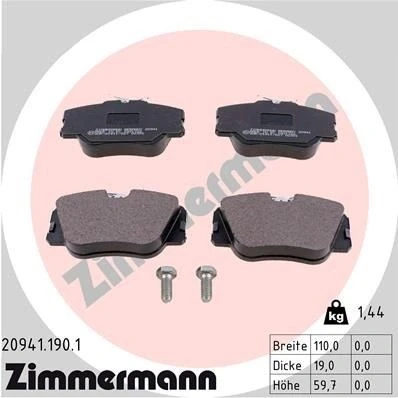 Kuva ZIMMERMANN 20941.190.1 Jarrupalat Kulumisenilmaisemelle Ruuveilla Valokuva vastaa toimituslaajuutta MERCEDES BENZ: W124 Sedan, 190, E sarja T modell