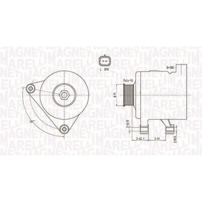 Kuva MAGNETI MARELLI 063731498010 Laturi 12V 70A CITROËN: C4 I Hatchback, Xsara Farmari, Berlingo / First Van, PEUGEOT: 206 Hatchback