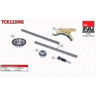 Kuva FAI AutoParts TCK122NG Jakoketjusarja ilman tiivisteitä, Hammaspyörillä Yksinkertainen, Niittiketju FORD: Galaxy Mk2 MPV, MONDEO 4, FIESTA 4