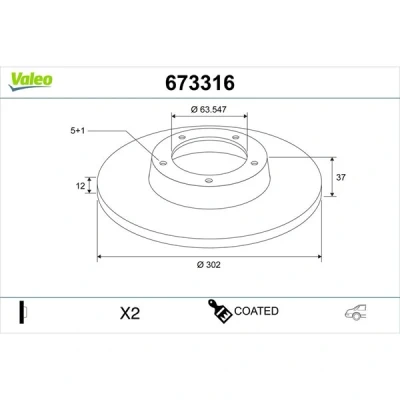 Kuva Jarrulevy Vakiomalli, Taka akseli Valeo 673316 volvo xc40 OE 31471477