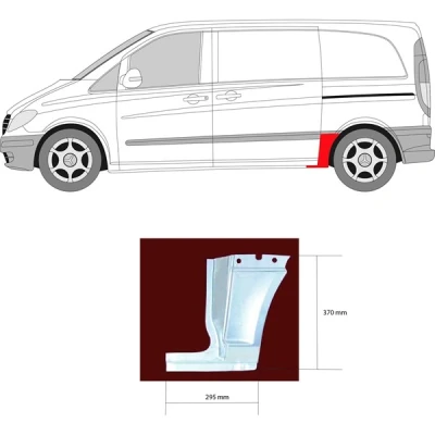 Kuva Kylkipaneli, Eteen, vasen MERCEDES BENZ VIANO [W639], VITO / MIXTO Skåp Buss [W639] OE 6396378009, A6396378009
