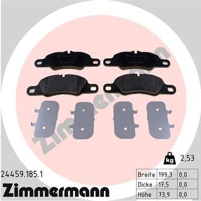 Kuva ZIMMERMANN 24459.185.1 Jarrupalat Kulumisenilmaisemelle Valokuva vastaa toimituslaajuutta PORSCHE: Cayman, 911 Coupe, Cabriolet