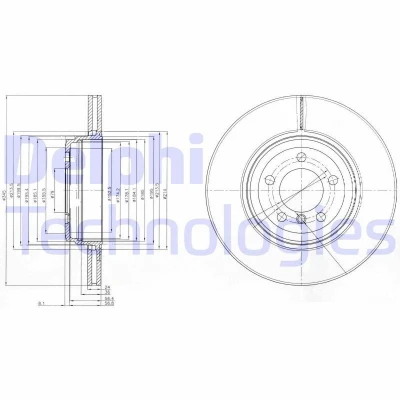 Kuva DELPHI BG9789 Jarrulevyt 345 24 5 Tuuletettu rasvattu käsittelemätön ilman pyöränlaakeria, ABS sensorirengasta BMW: 7