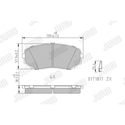 Kuva JURID 572640J Jarrupalat akustisella kulumavaroittimella Ilman tarvikkeita MAZDA: CX 7, MITSUBISHI: Eclipse Cross