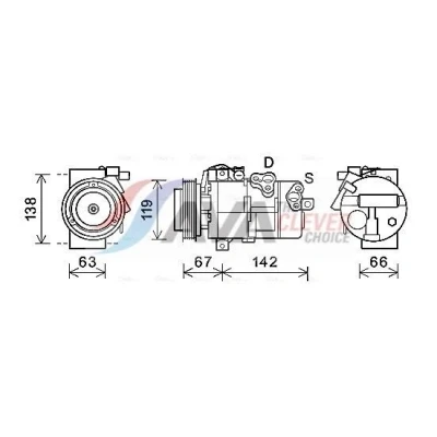 Kuva PRASCO KAK216 Ilmastoinnin Kompressori DV16 PAG 46 R 134a
