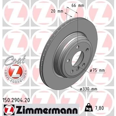 Kuva ZIMMERMANN COAT Z 150.2904.20 Jarrulevyt 330 20 6/5 5 120 tuuletettu sisältä pinnoitettu hiiliteräs BMW: 4 Gran Coupe, 3 Touring