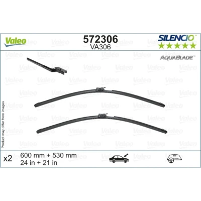 Kuva Pyyhkijänsulka Valeo 572306 Edessä Flatblade pyyhinsulka (rungoton) Top Lock Lämmitetty MERCEDES BENZ: E sarja Sedan, All Terrain