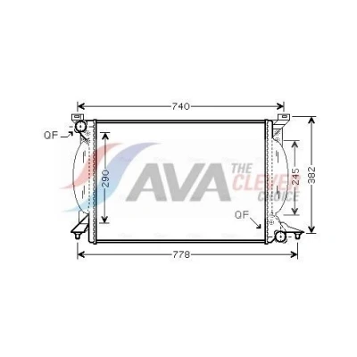 Kuva AVA COOLING SYSTEMS AIA2206 Jäähdytin Alumiini 632mm 416, 398mm 34, 32mm Ilman nestesäiliötä Jäähdytysrivat mekaan. kiinnitetyt AUDI: A4 B6 Sedan