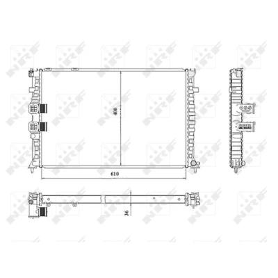 Kuva NRF 50468 Jäähdytin 609 398 32 Jäähdytysrivat juotetut CITROËN: Xsara Coupe, Hatchback, PEUGEOT: 406 Sedan