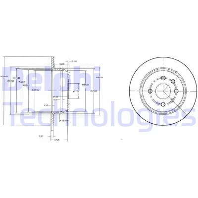 Kuva DELPHI BG2635 Jarrulevyt 260 10 4 täysi rasvattu käsittelemätön ilman pyöränlaakeria, ABS sensorirengasta OPEL: Astra F CC, Vectra A Sedan