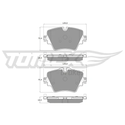 Kuva TOMEX brakes TX 18 43 Jarrupalat Etuakseli Kulumisenilmaisemelle BMW: 5 Sedan, Touring, 2 Active Tourer, MINI: Clubman