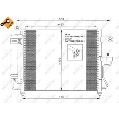 Kuva NRF EASY FIT 35428 Ilmastoinnin Lauhdutin Vedenerottimella, Tiivisterenkaalla 12,9 8,2 Alumiini 445